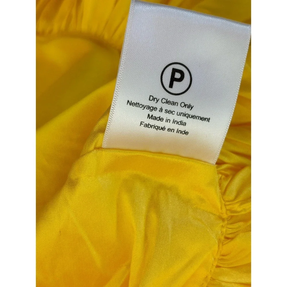 NEW Bloni Anthropologie Bubble Dress Square Neck Taffeta Yellow Large Petite